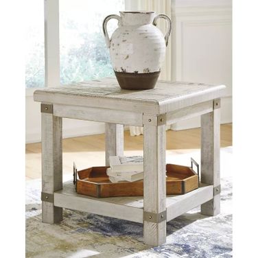 Carynhurst White Rectangular End Table