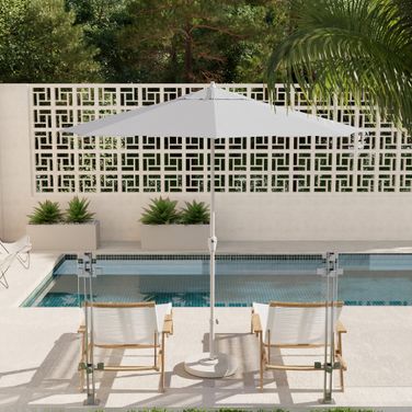 Casa 9' Patio Umbrella with Aluminum Pole Ribs Auto Tilt Crank Lift with Olefin Fabric In White and Matte White