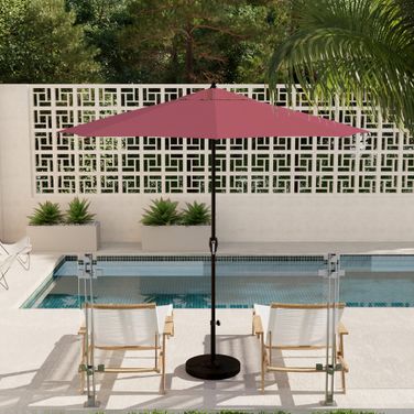 Casa 9' Patio Umbrella with Aluminum Pole Ribs Auto Tilt Crank Lift with Sunbrella Fabric In Hot Pink and Bronze