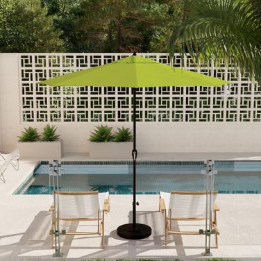 Casa 9' Patio Umbrella with Aluminum Pole Ribs Auto Tilt Crank Lift with Sunbrella Fabric In Parrot and Bronze
