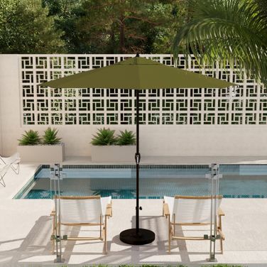 Casa 9' Patio Umbrella with Aluminum Pole Ribs Auto Tilt Crank Lift with Sunbrella Fabric In Spectrum Cilantro and Bronze
