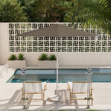 Casa 9' Patio Umbrella with Aluminum Pole Ribs Auto Tilt Crank Lift with Sunbrella Fabric In Spectrum Dove and Matte White