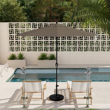 Casa 9' Patio Umbrella with Aluminum Pole Ribs Auto Tilt Crank Lift with Sunbrella Fabric In Spectrum Dove and Stone Black