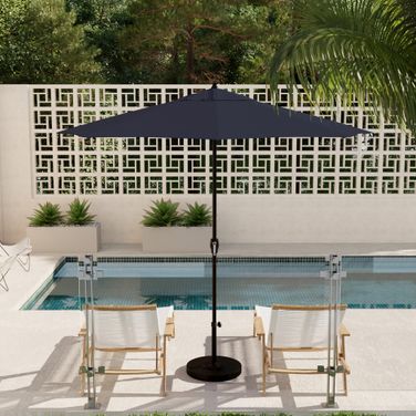 Casa 9' Patio Umbrella with Aluminum Pole Ribs Auto Tilt Crank Lift with Sunbrella Fabric In Spectrum Indigo and Bronze