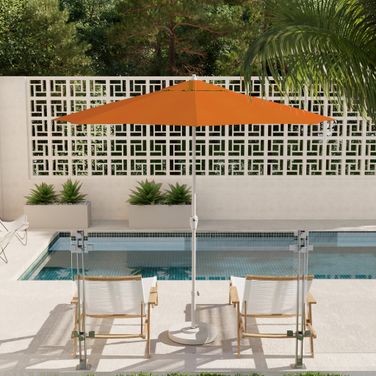 Casa 9' Patio Umbrella with Aluminum Pole Ribs Auto Tilt Crank Lift with Sunbrella Fabric In Tuscan and Matte White