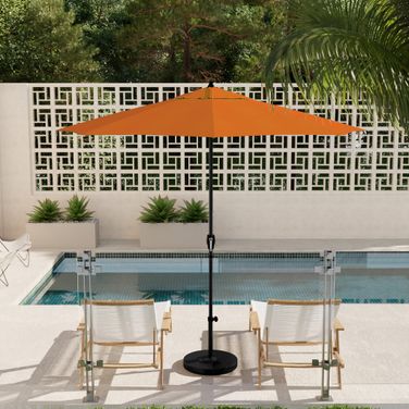 Casa 9' Patio Umbrella with Aluminum Pole Ribs Auto Tilt Crank Lift with Sunbrella Fabric In Tuscan and Stone Black