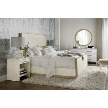 Cascade Lacquered Burlap And Taupe Wood Sleigh Bedroom Set