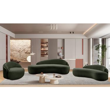 Caspian Chenille Fabric Upholstered Living Room Set In Green