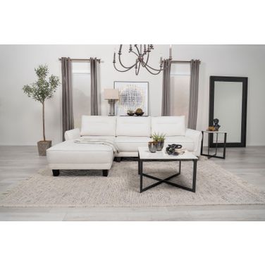 Caspian Upholstered Curved Arms Sectional Sofa White and Black