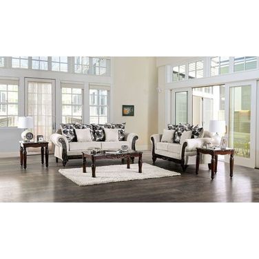 Cassani Light Gray And Walnut Living Room Set