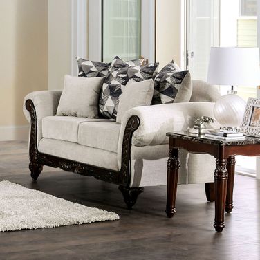 Cassani Loveseat In Light Gray and Walnut