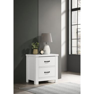 Cassini 21.5 Inch 2 Drawer Nightstand Bedside Table In White