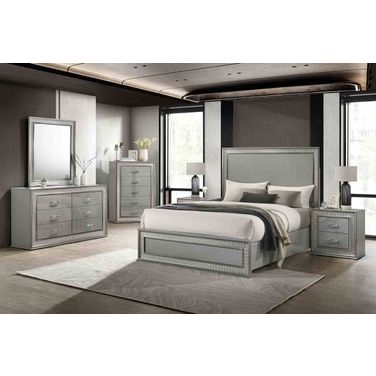 Cassiopeia Panel Bedroom Set In Metallic Gray