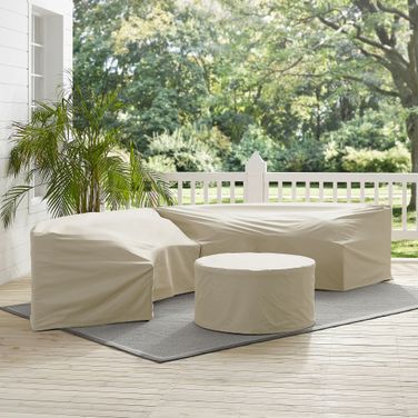 Catalina 3 Piece Outdoor Furniture Cover Set In Tan