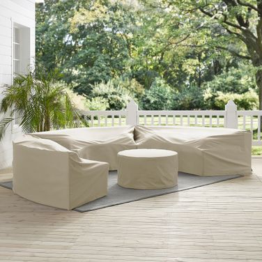 Catalina 4 Piece Outdoor Furniture Cover Set In Tan