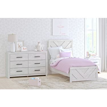 Cayboni Whitewash Youth Panel Bedroom Set