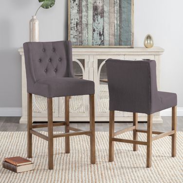 Cayle 24 Inch Counter Stool with Tufting In Grey