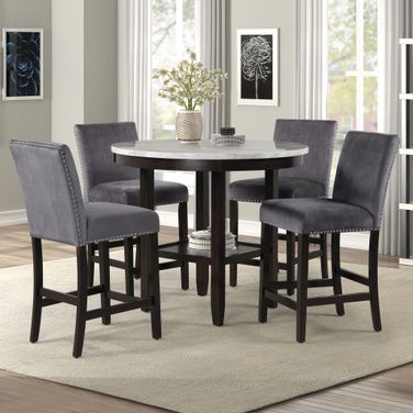 Celeste 47 Inch Round Faux Marble And Black Dining Table