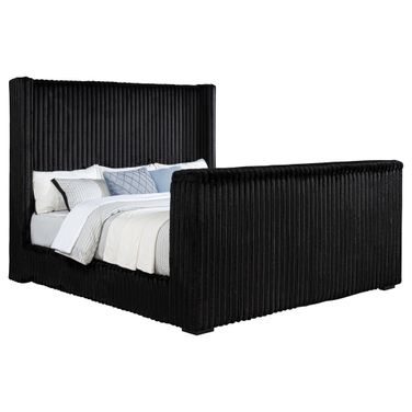 Centergrove Upholstered Eastern King Wingback TV Bed In Black