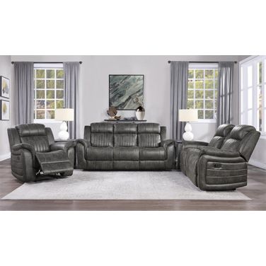 Centeroak Gray Double Reclining Living Room Set