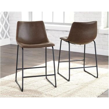 Centiar Brown and Black Upholstered Barstool Set of 2