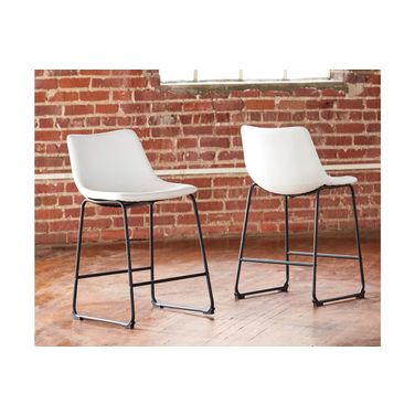Centiar White Upholstered Barstool Set of 2