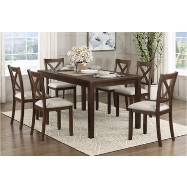 Challis 7-Piece Pack Dinette Set In Beige and Cherry