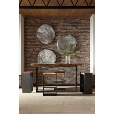Chamcha Natural Brown and Black Iron Frame Bar Table Set