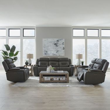 Chapman Zero Gravity Power Reclining Living Room Set In Blue Gray