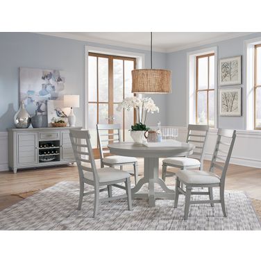 Charleston Extendable Round Dining Set In Harbor Gray