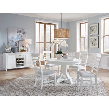 Charleston Extendable Round Dining Set In White Dove