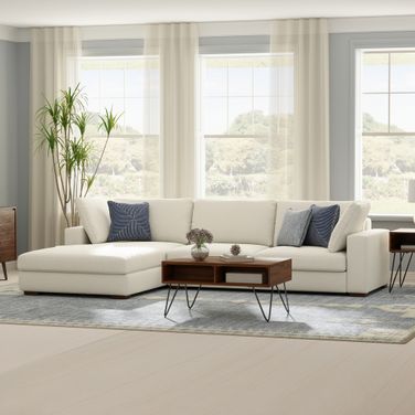 Charlie Woven Performance Fabric Left-Facing Sectional In Cream