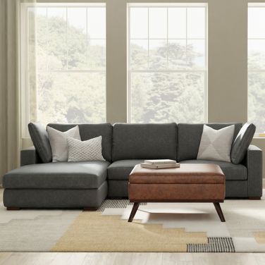 Charlie Woven Performance Fabric Left-Facing Sectional In Pebble Grey