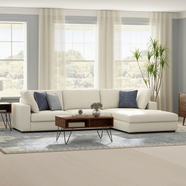Charlie Woven Performance Fabric Right-Facing Sectional In Cream