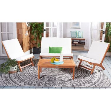 Chaston 4 Piece Living Set In White and Brown