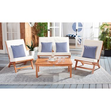 Chaston 4 Piece Outdoor Living Set with Accent Pillows in Beige