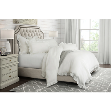 Cherry Hill 6 Piece Queen Duvet Set In White