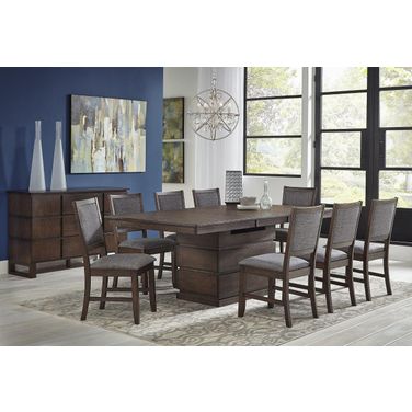 Chesney Falcon Brown Butterfly Leaf Storage Dining Room Set