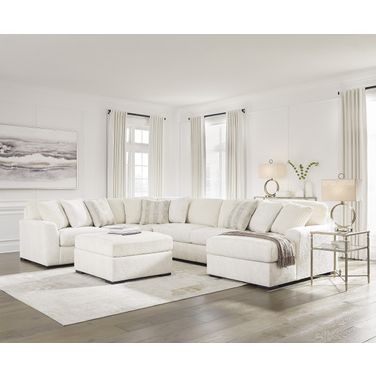 Chessington 4-Piece Sectional and Oversized Accent Ottoman In Ivory