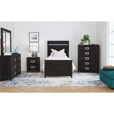 Chett Youth Bedroom Set with LED In Black