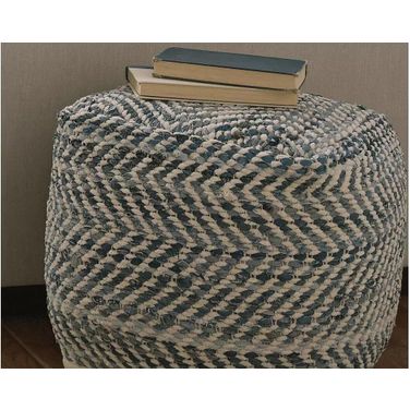 Chevron Blue Pouf