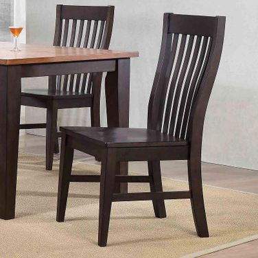 Choices Black Oak Side Chair With Slat Back Set of 2