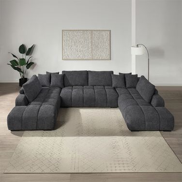 Chosen Sectional Sofa with 6 Pillows In Gray