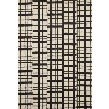 Chris Loves Julia x Loloi Polly Black and Ivory 9'-3" x 13' Area Rug