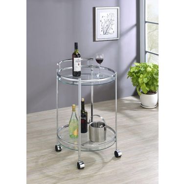 Chrissy 2-tier Round Glass Bar Cart Chrome