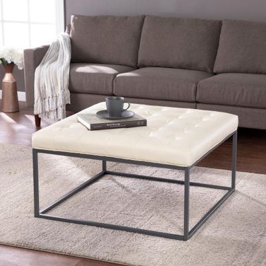 Ciarin Upholstered Cocktail Ottoman In Cream