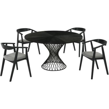 Cirque Santana 5 Piece Wood Dining Table Set In Black