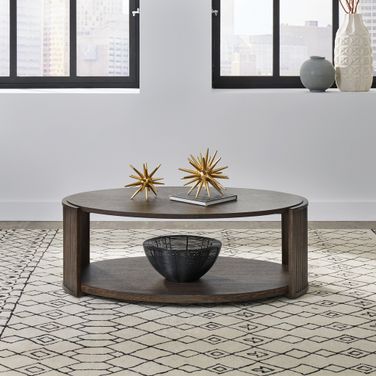 City View Oval Cocktail Table In Brown