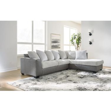 Clairette Court 2-Piece Sectional With RAF Chaise In Alloy