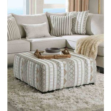 Clapham Ottoman In Ivory and Beige
